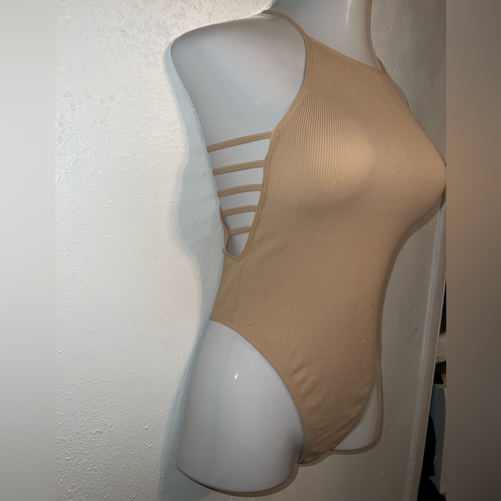 Seamless ribbed knit lingerie body suit